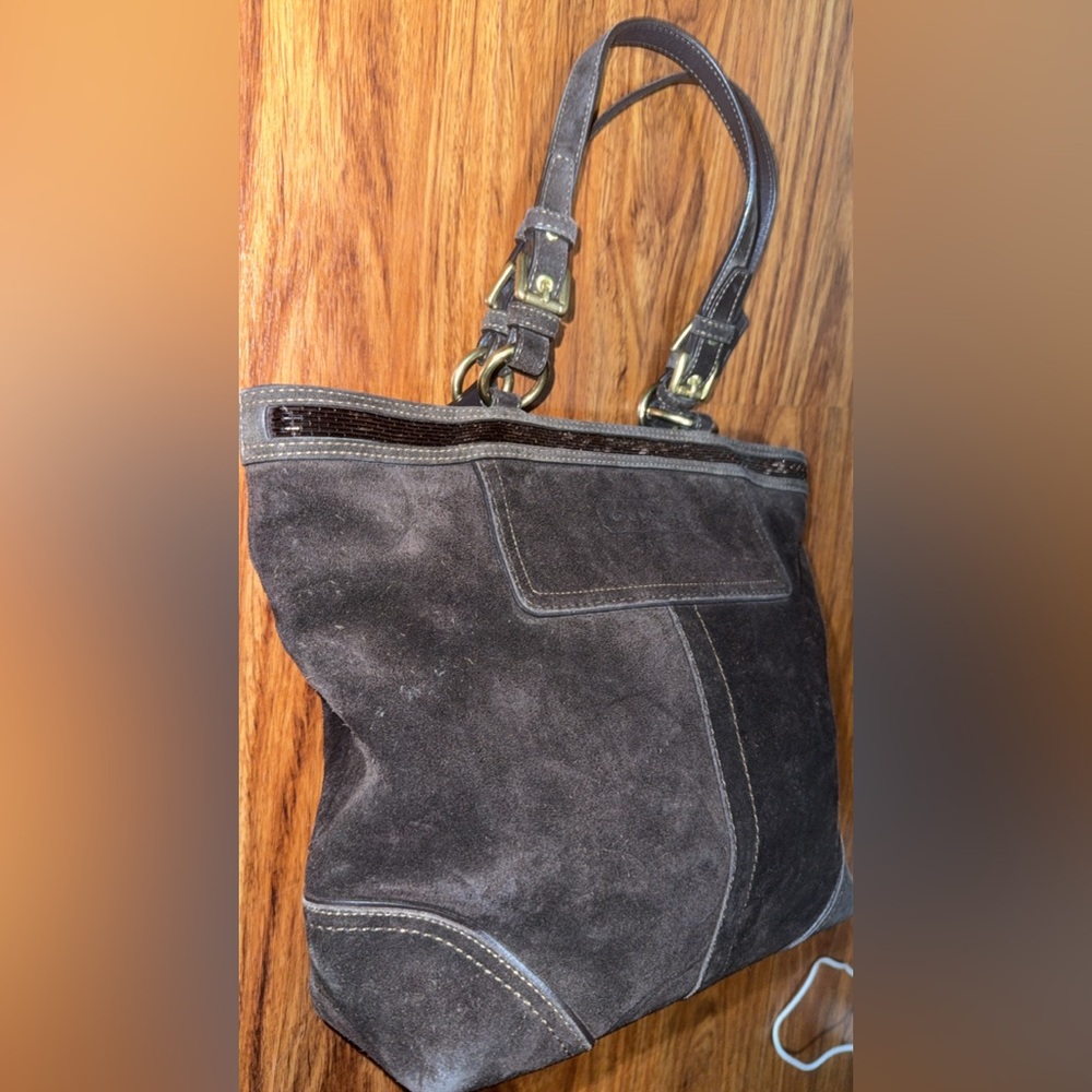 Coach Brown Suede Tote Bag RARE! ‼️SOLD‼️ - Picture 3 of 10